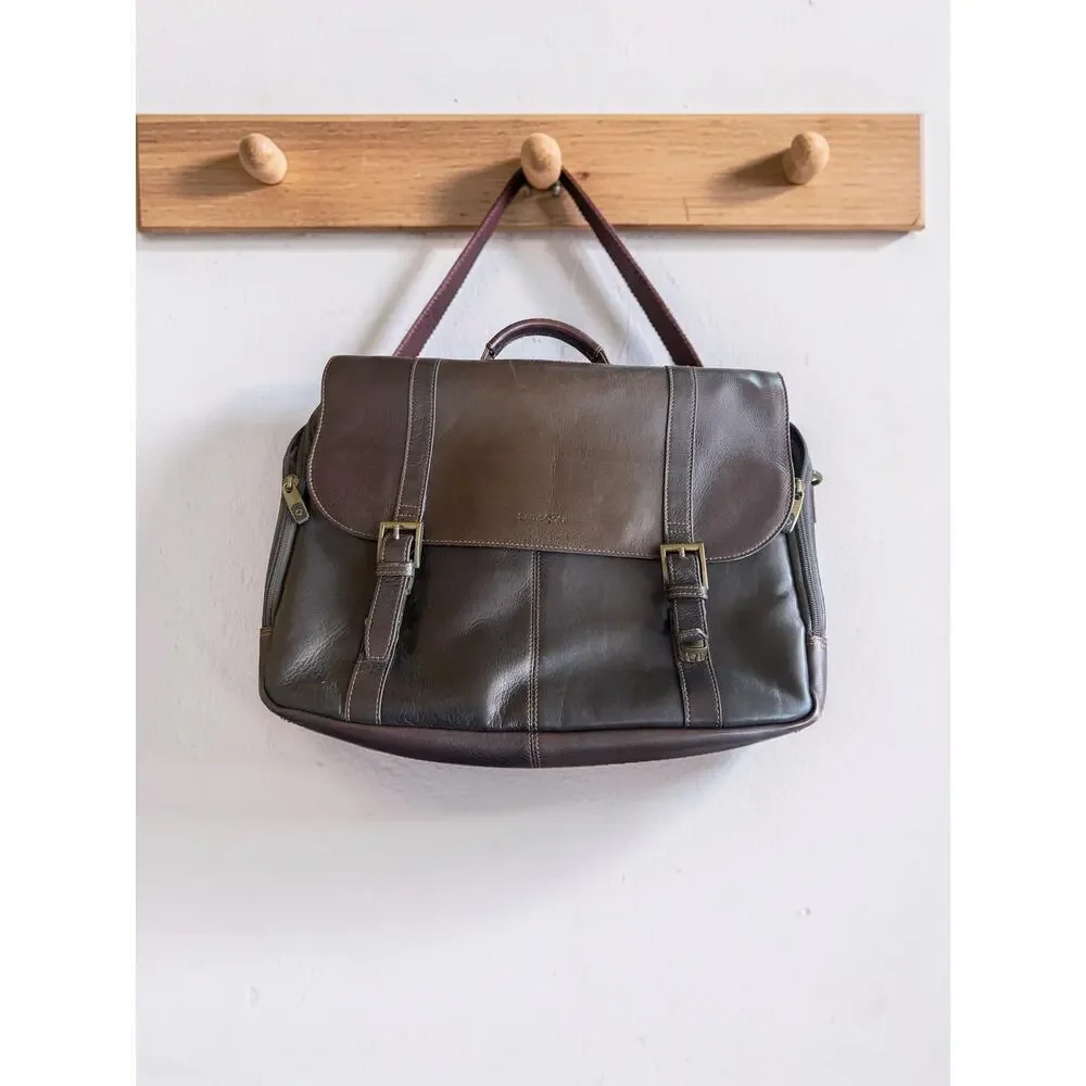 Samsonite Colombian Leather Messenger Laptop Bag Brown Briefcase Shoulder Bag
